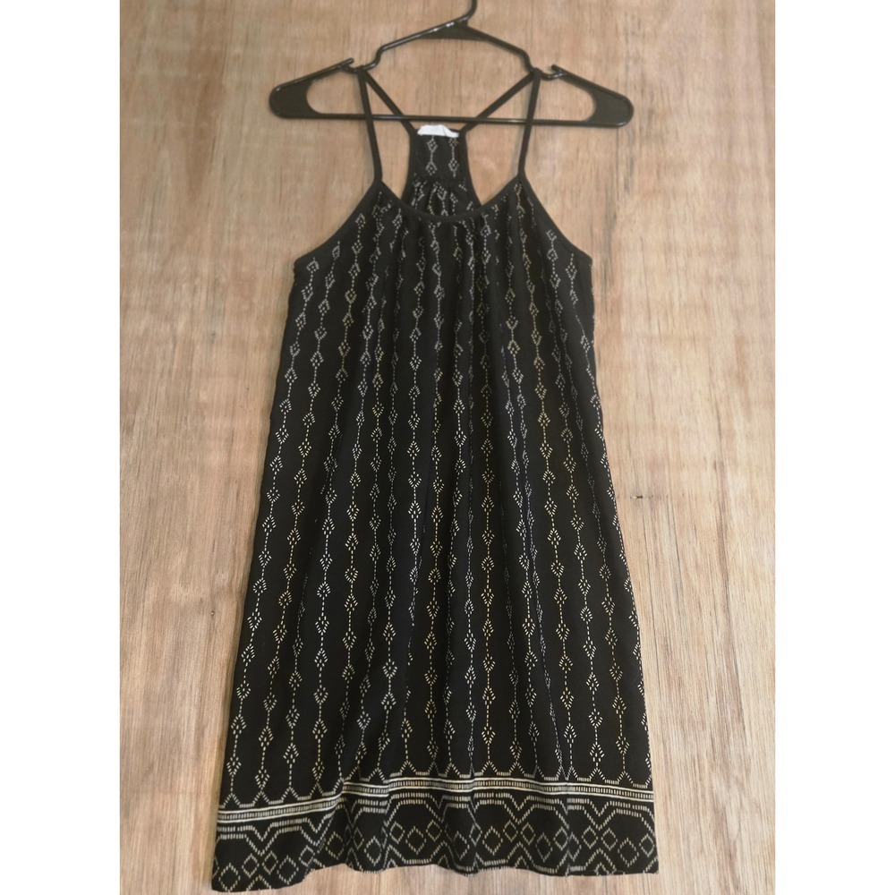 Black Geometric Diamond Print Racerback Tank Dress Womens Small